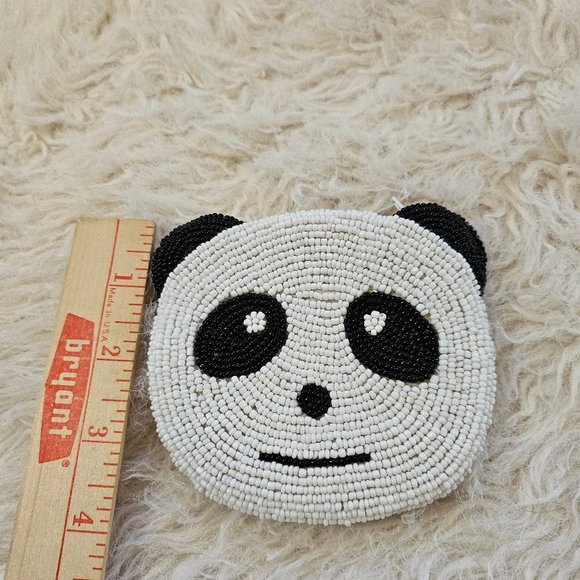 Handmade Panda Double Sides Beading Coin Pouch 4"x 4" - Picture 4 of 4